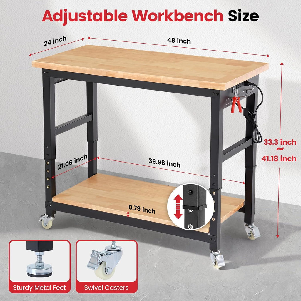 Rolling Workbench 48" Adjustable Height