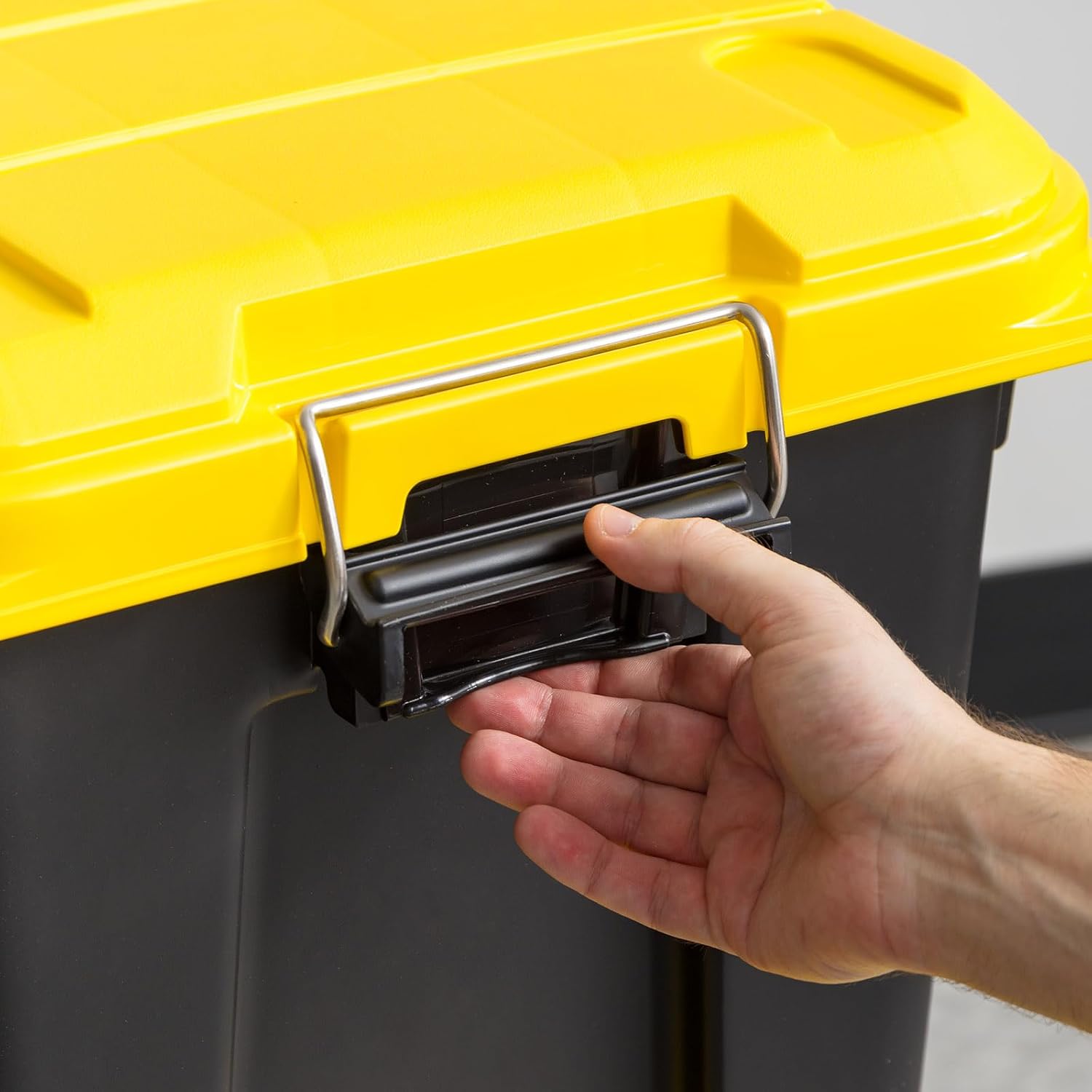 21 Gal WeatherPro Storage Bins 4 Pack Black Yellow USA Made