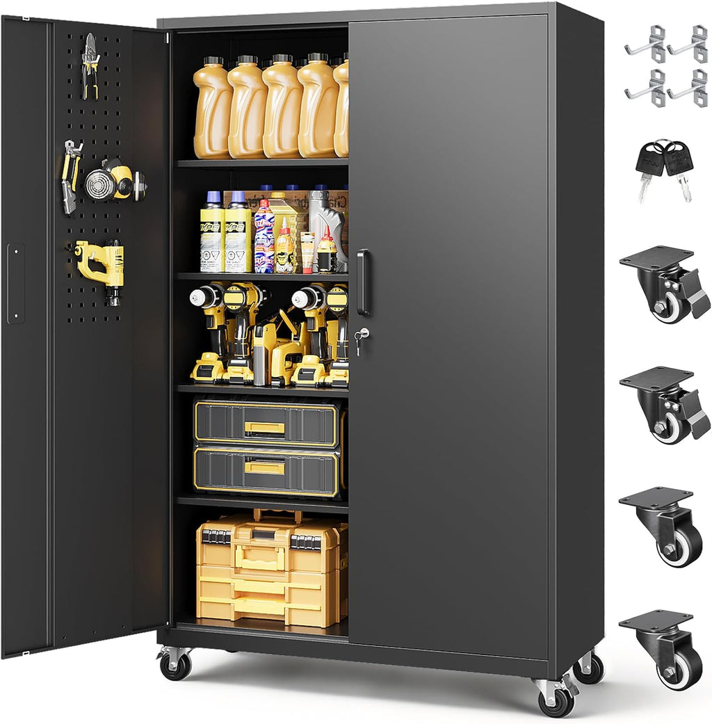 71" Rolling Wide Metal Storage Cabinet