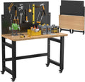 Folding Workbench with Pegboard Wheels