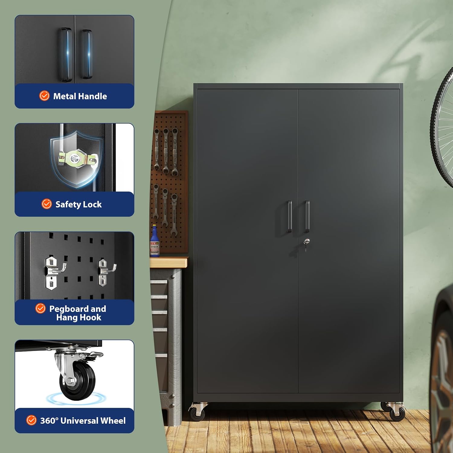 71" Rolling Lockable Steel Tool Cabinet