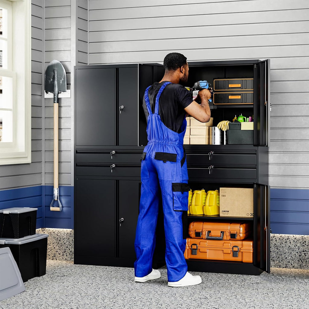 71" Metal Cabinet 2 Drawers Lockable