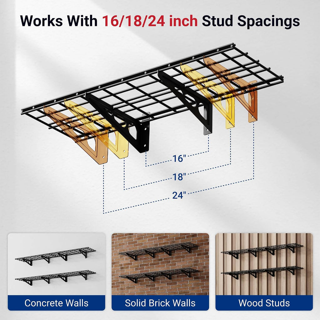 2 Pack Black Garage Shelves 12×72 Inch
