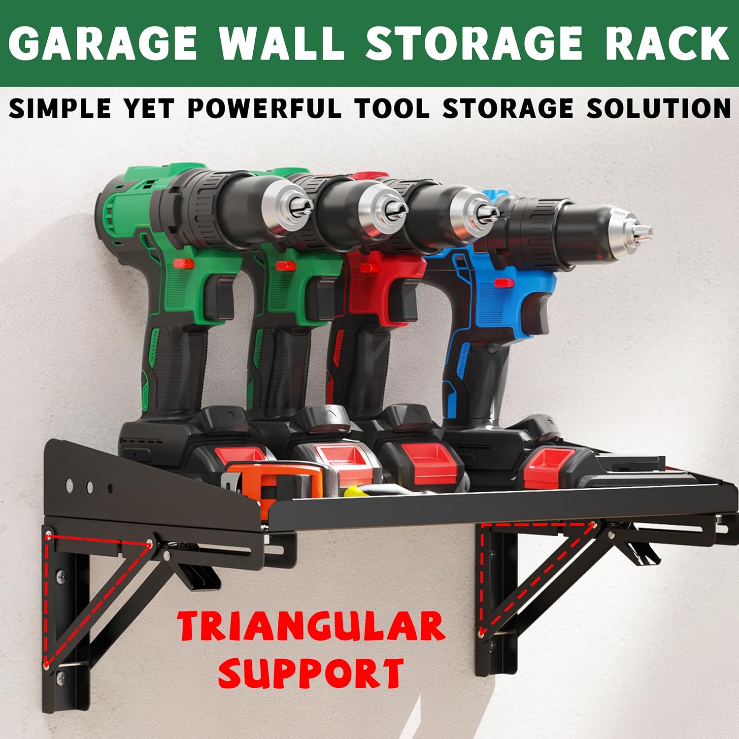 2 Pack Foldable Garage Wall Shelves 200LB