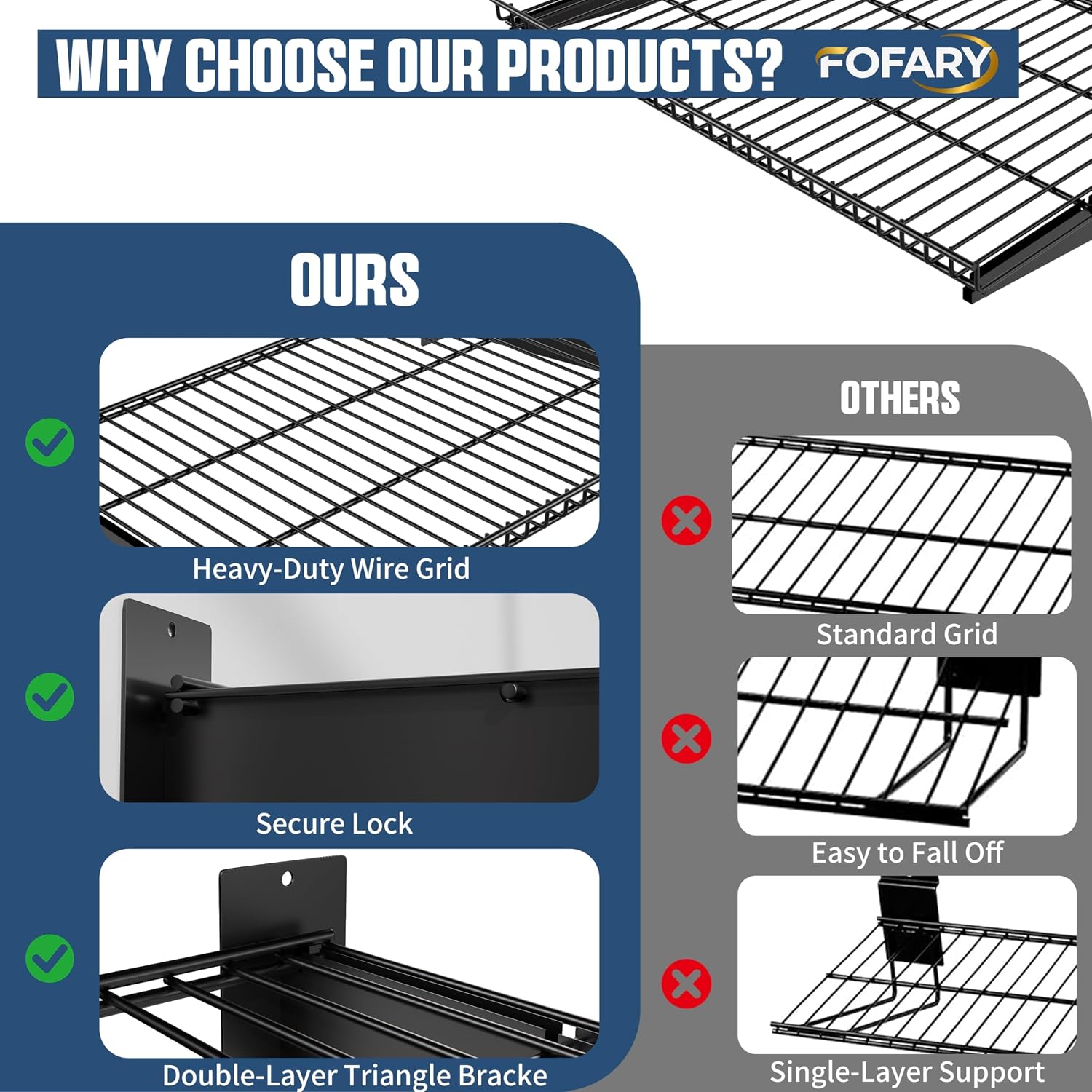 2 Pack Black Garage Shelves 24×16.5 Inch