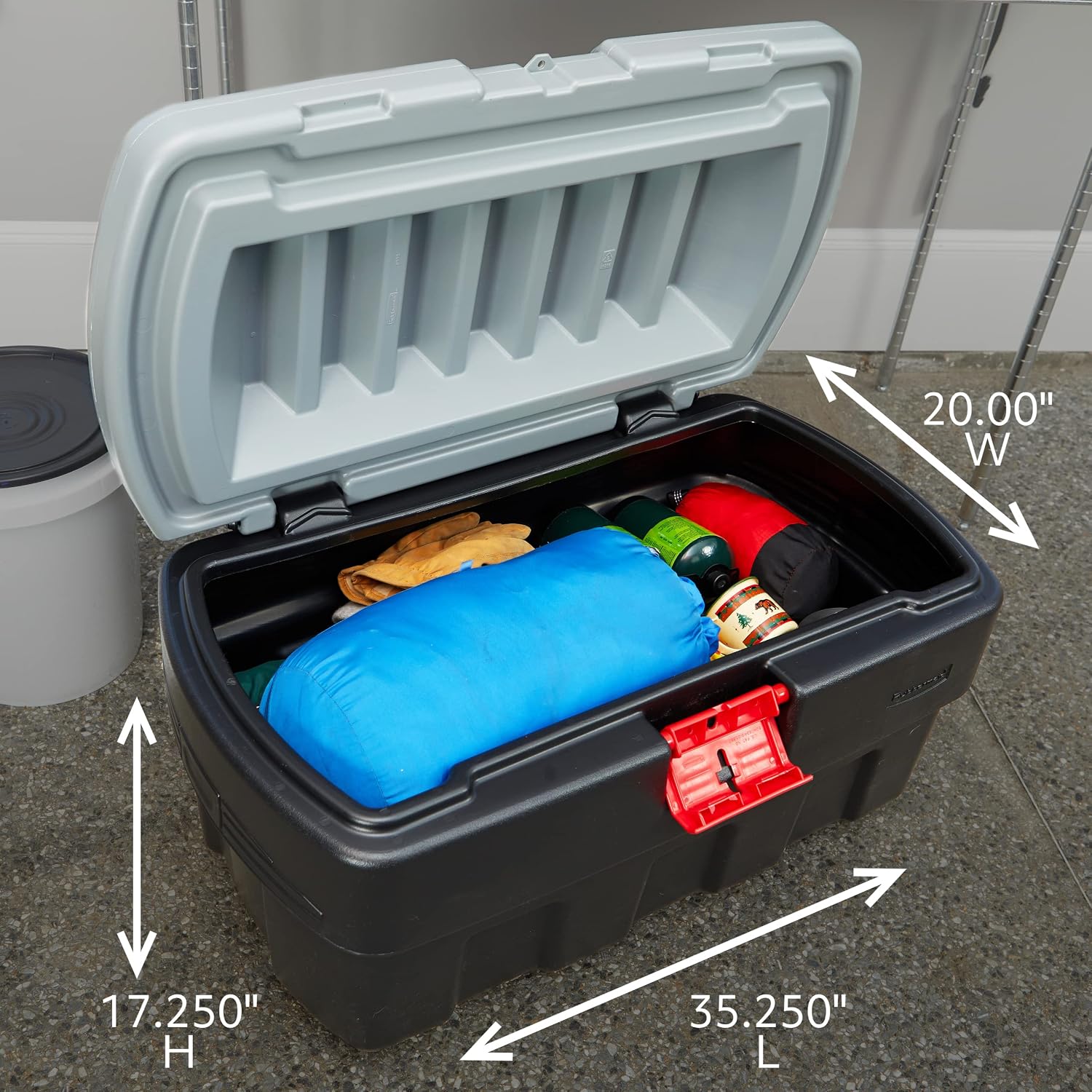 35 Gal ActionPacker Storage Box Grey Black Lockable