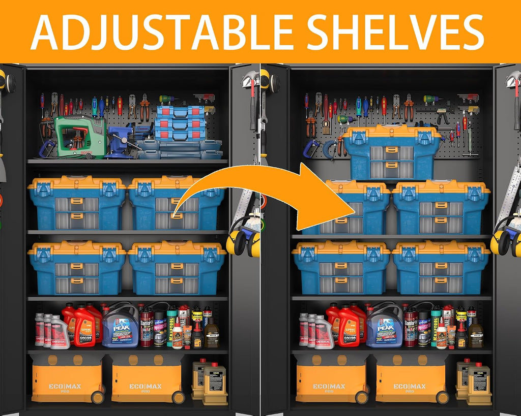 Wide Rolling Metal Cabinet Pegboard Black