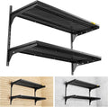 Black 2-Tier Wall Mount Garage Shelves 15.6×36 Inch Adjustable