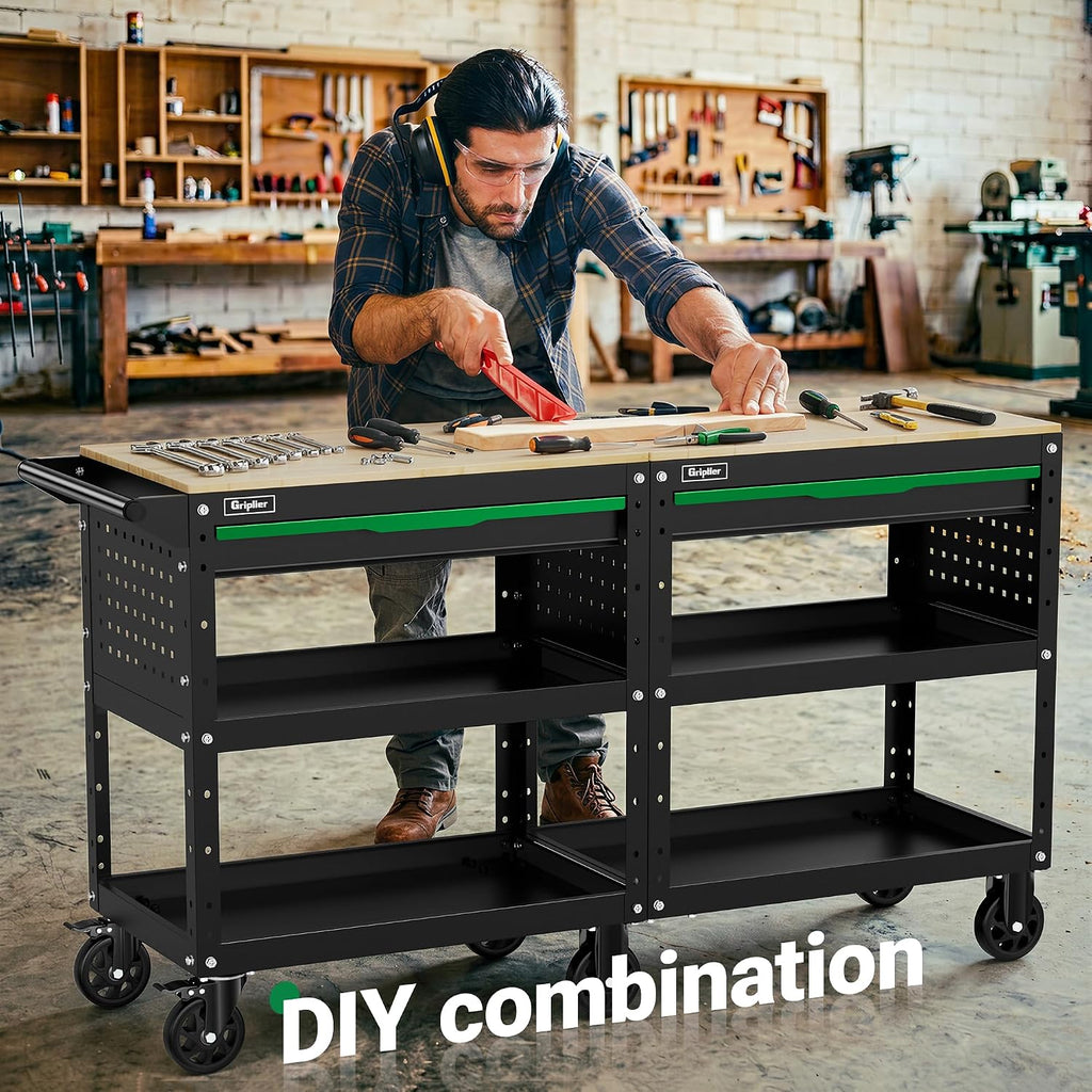 Rolling 3-Tier Tool Cart Black