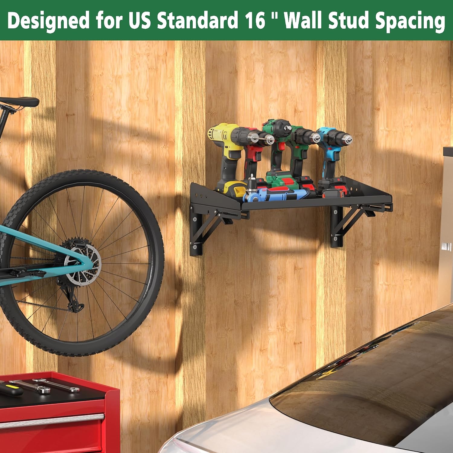 2 Pack Foldable Garage Wall Shelves 200LB