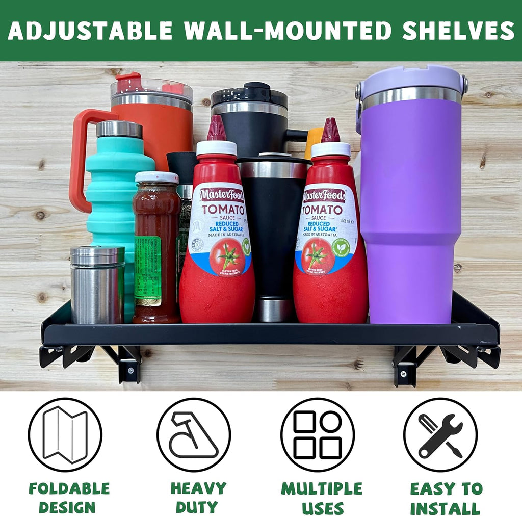 2 Pack Foldable Garage Wall Shelves 200LB