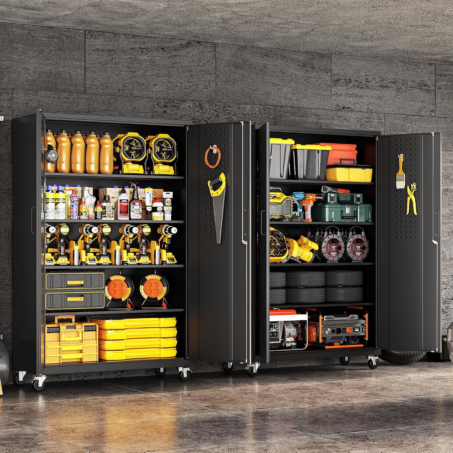 71" Rolling Wide Metal Storage Cabinet
