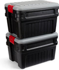 24 Gal Lockable Storage Boxes 2 Pack Grey Black
