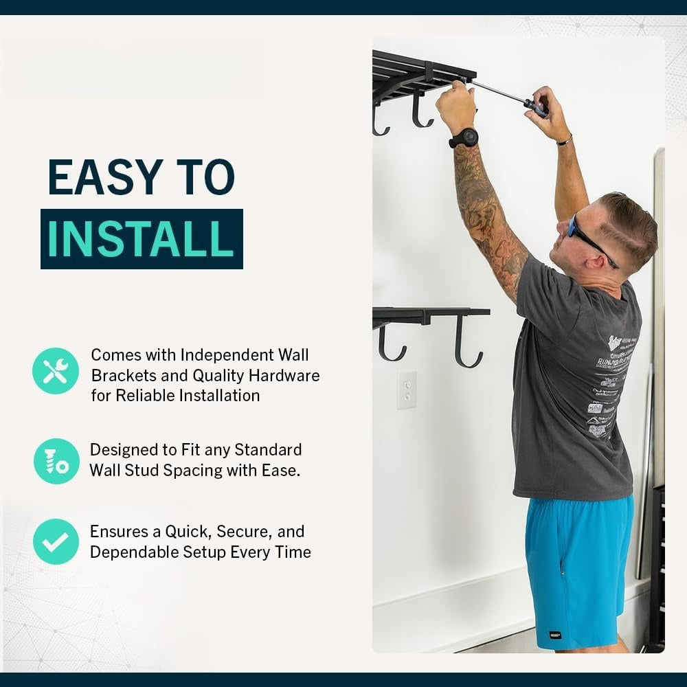 Black Wall Mount Garage Shelves 2 Pack 24"×46.5" 200lb Each