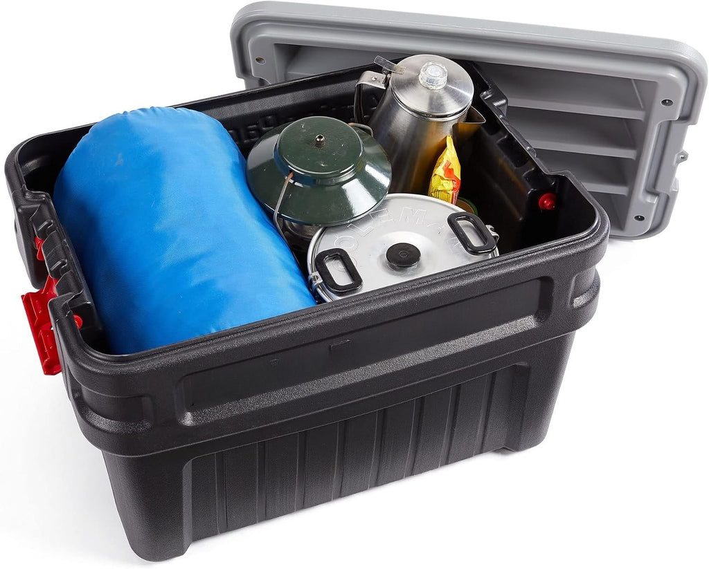 24 Gal Lockable Storage Boxes 2 Pack Grey Black